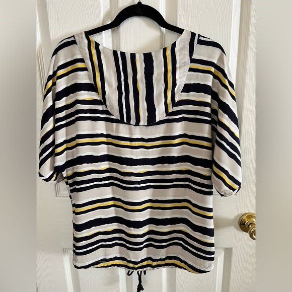 Hurley Womens V Neck Modern Boho Blouse Loose Front Pockets Drawstring Waist (S) - Picture 2 of 11